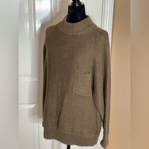 Gap Sweater Womens L Brown Classic Cotton Ribbed Chunky Knit Crewneck Fisherman​